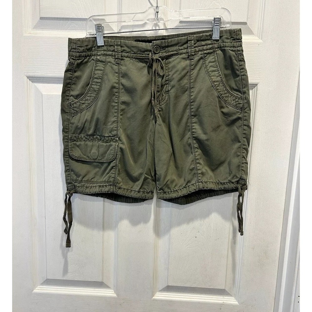 Calvin Klein Jeans Womens Size 6 Olive Green Cargo‎ Shorts Cotton Drawstring Hem